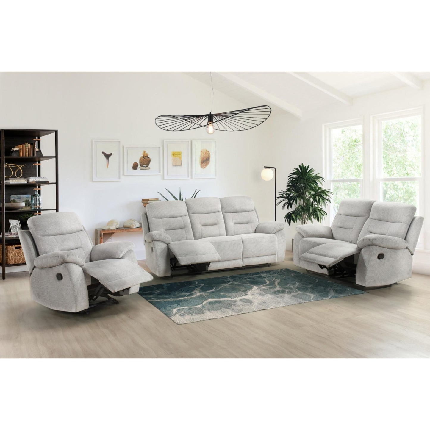 Perris Manual Recliner M9146 - Beige / Pewter