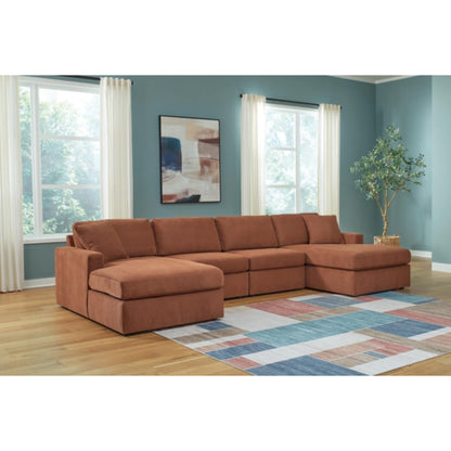Modmax 4-Piece Modular Double Chaise Sectional - Ink / Oyster / Granite / Spice