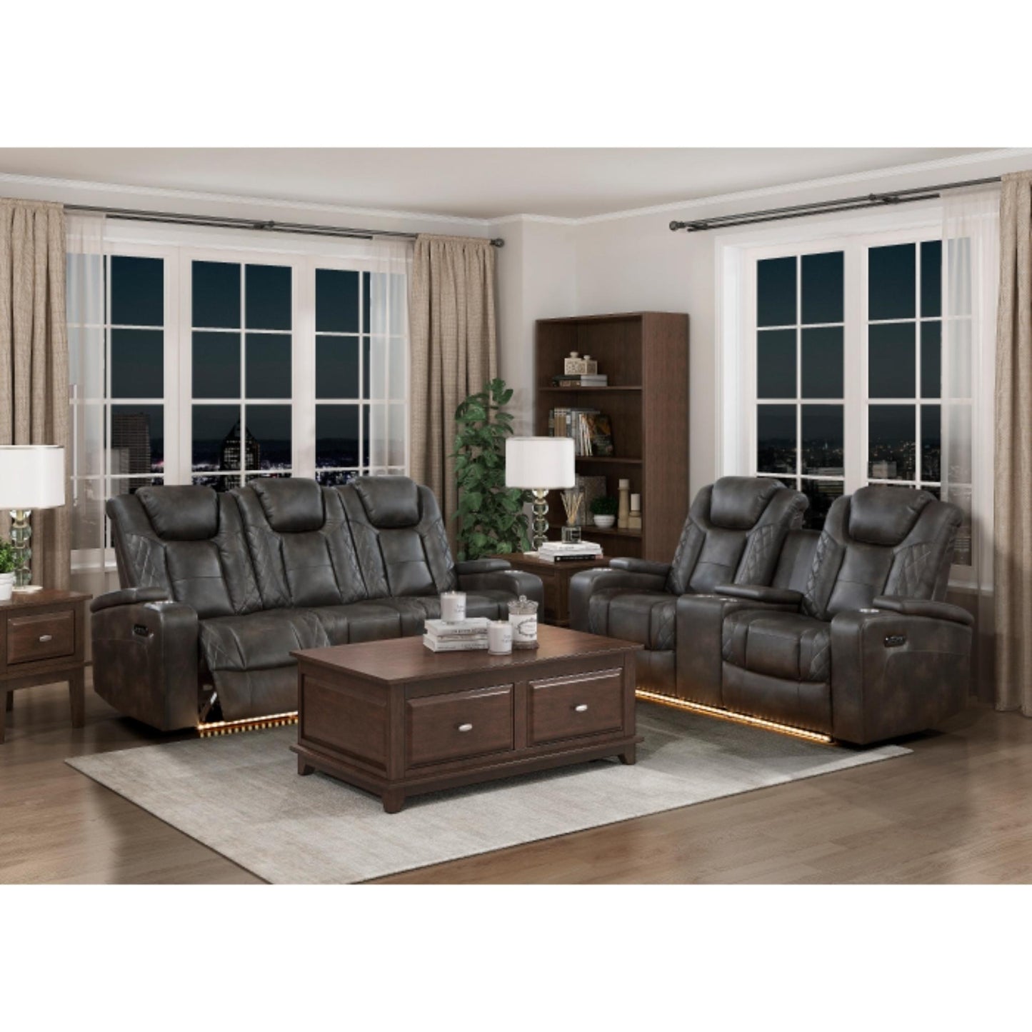 Tabor Dual Power Reclining Loveseat M9211 - Brownish Gray