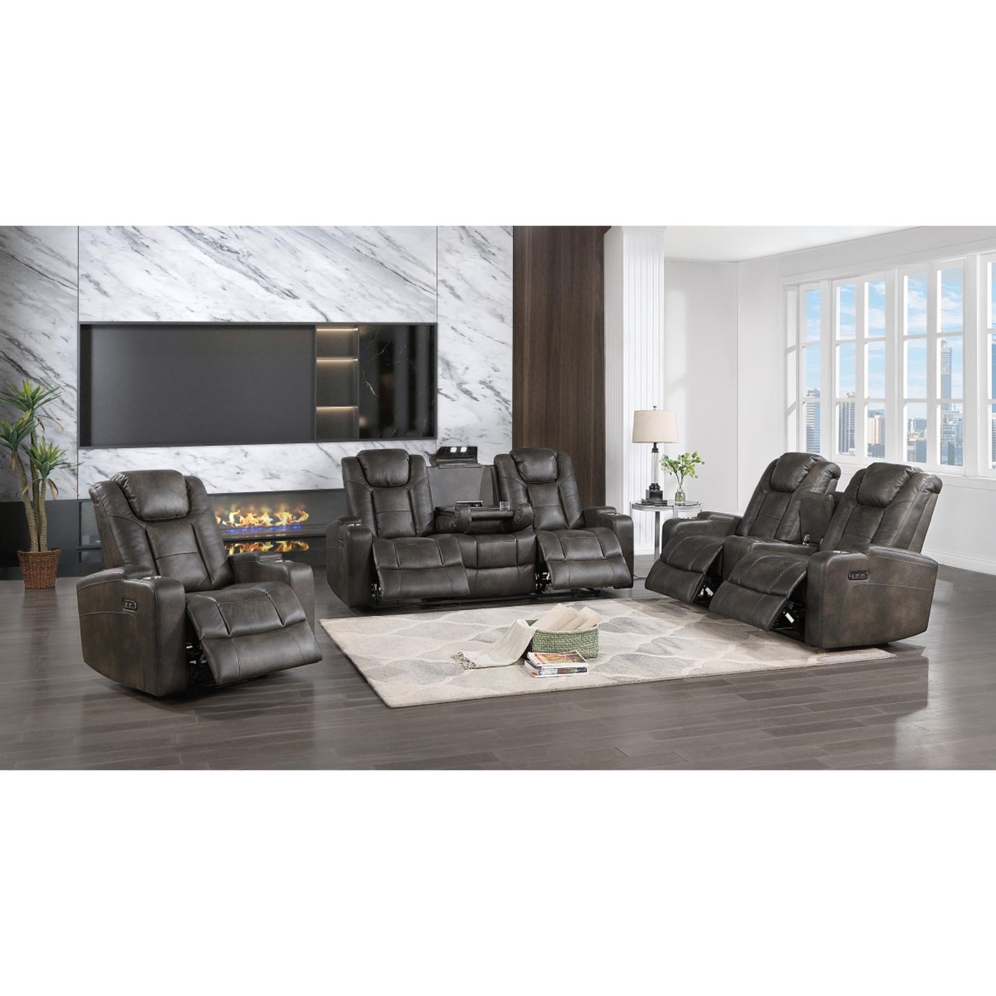 McBride Power Reclining Sofa M9213 - Brown - Grey