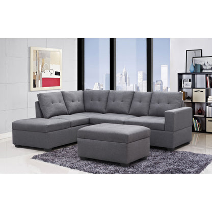 Mia Reversible  Sectional - Grey Fabric  L3745