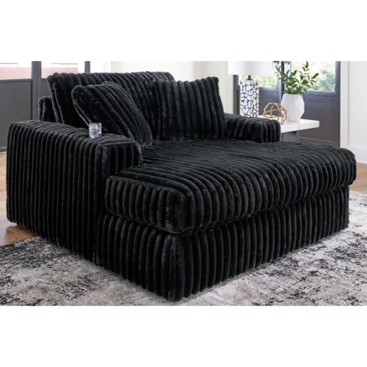 Midnight-Madness Oversized Chaise - Onyx / Chocolate