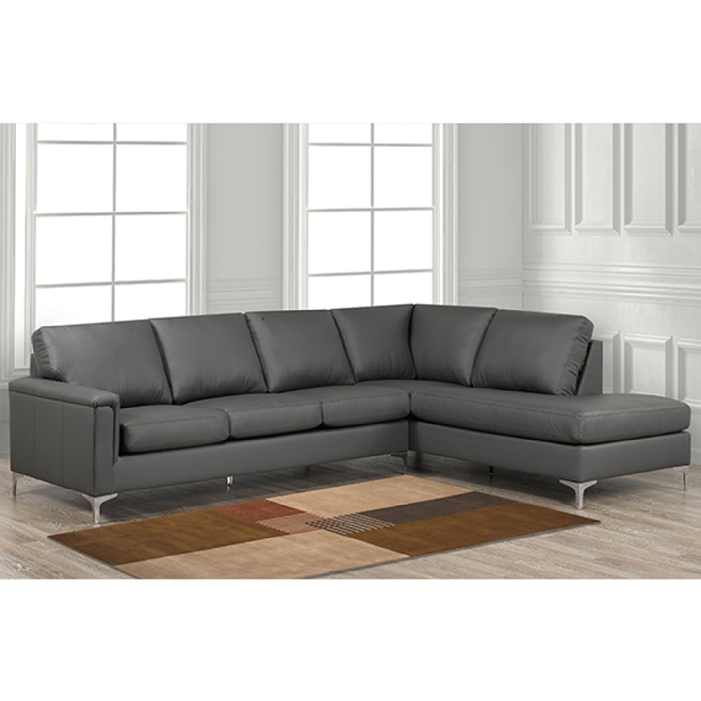 Florance Luxe 2-Piece Sectional 9814 - Ash / Charcoal / Blue / Wood