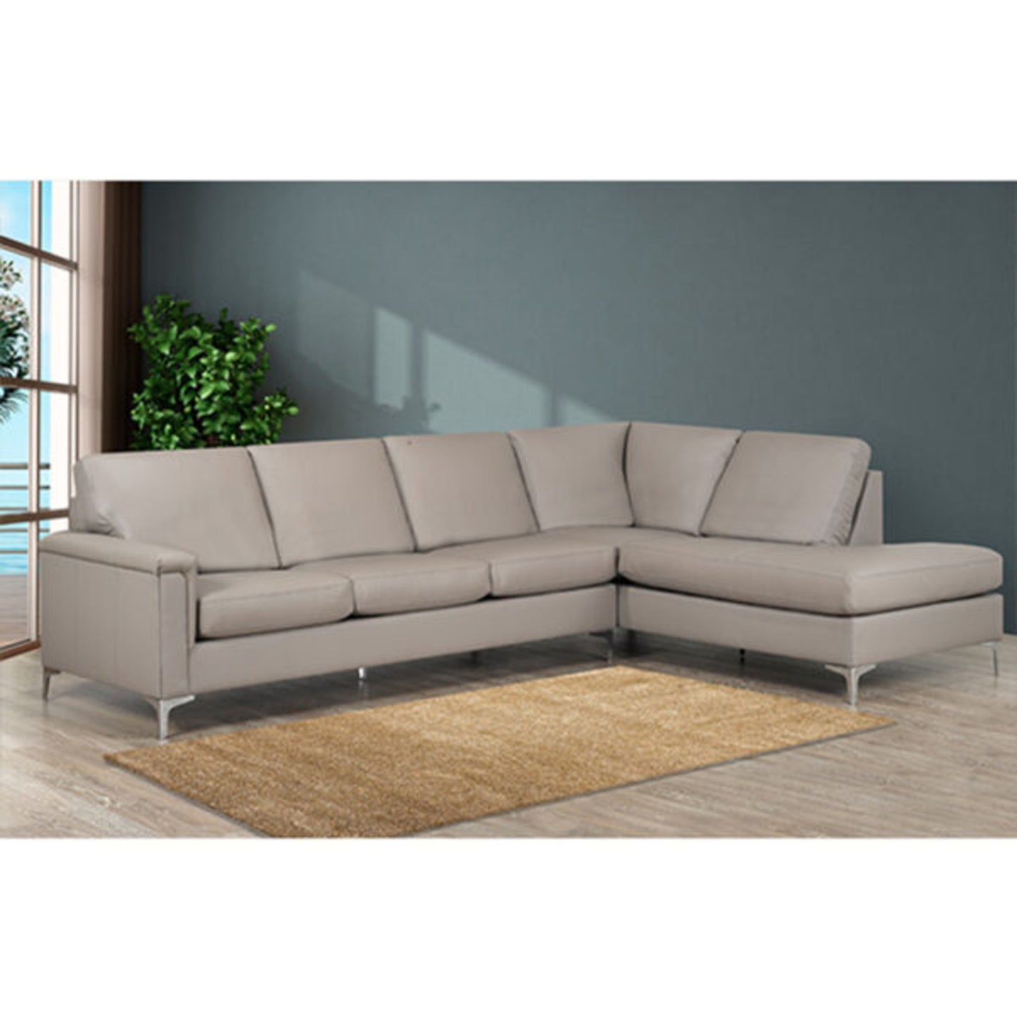 Florance Luxe 2-Piece Sectional 9814 - Ash / Charcoal / Blue / Wood
