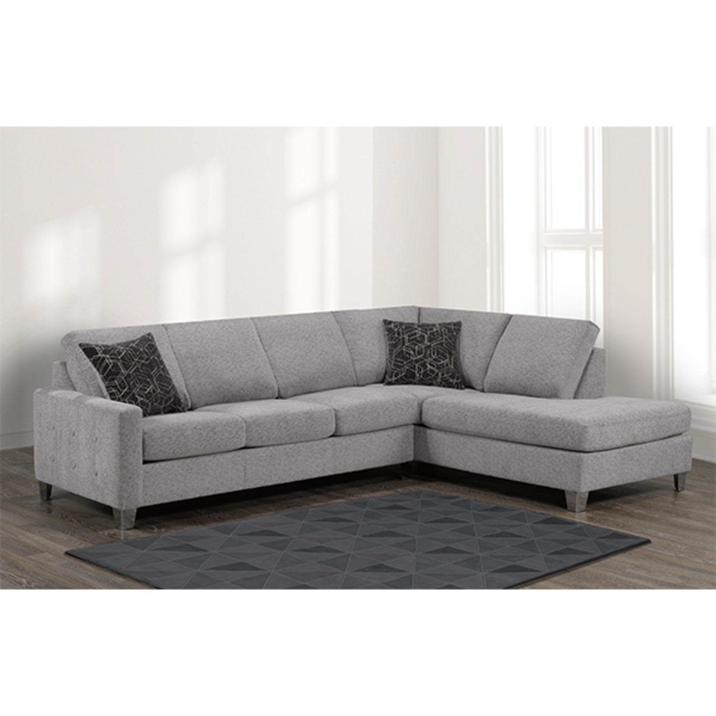 Arlo 2-Piece Sectional 9851 - Anthracite / Silver