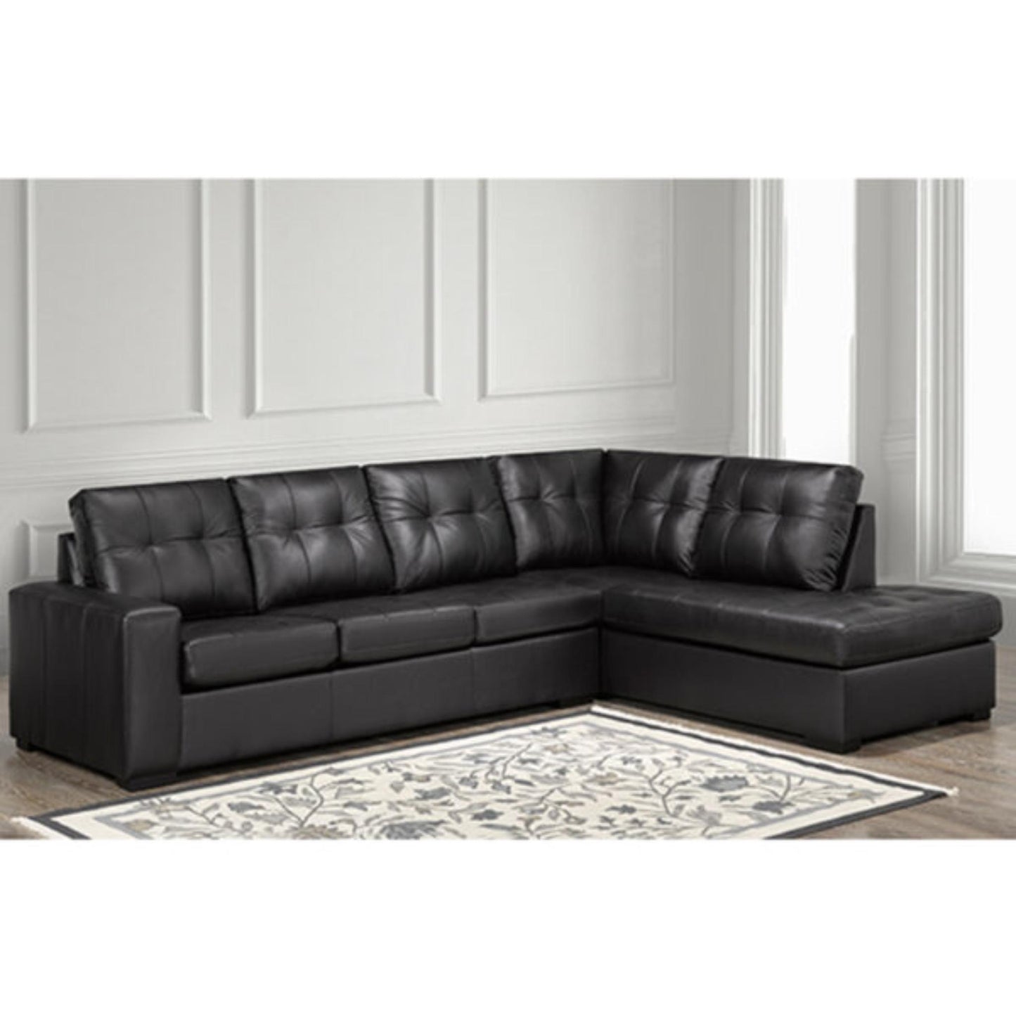 PennyLane Leather  2-Piece Sectional 9883 - Zurick Grey / Zurick Black