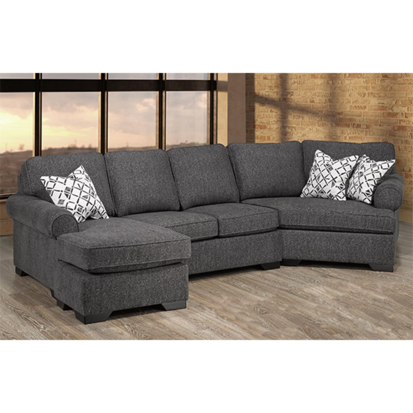 Clara 2-Piece Sectional 9907 - Charcoal