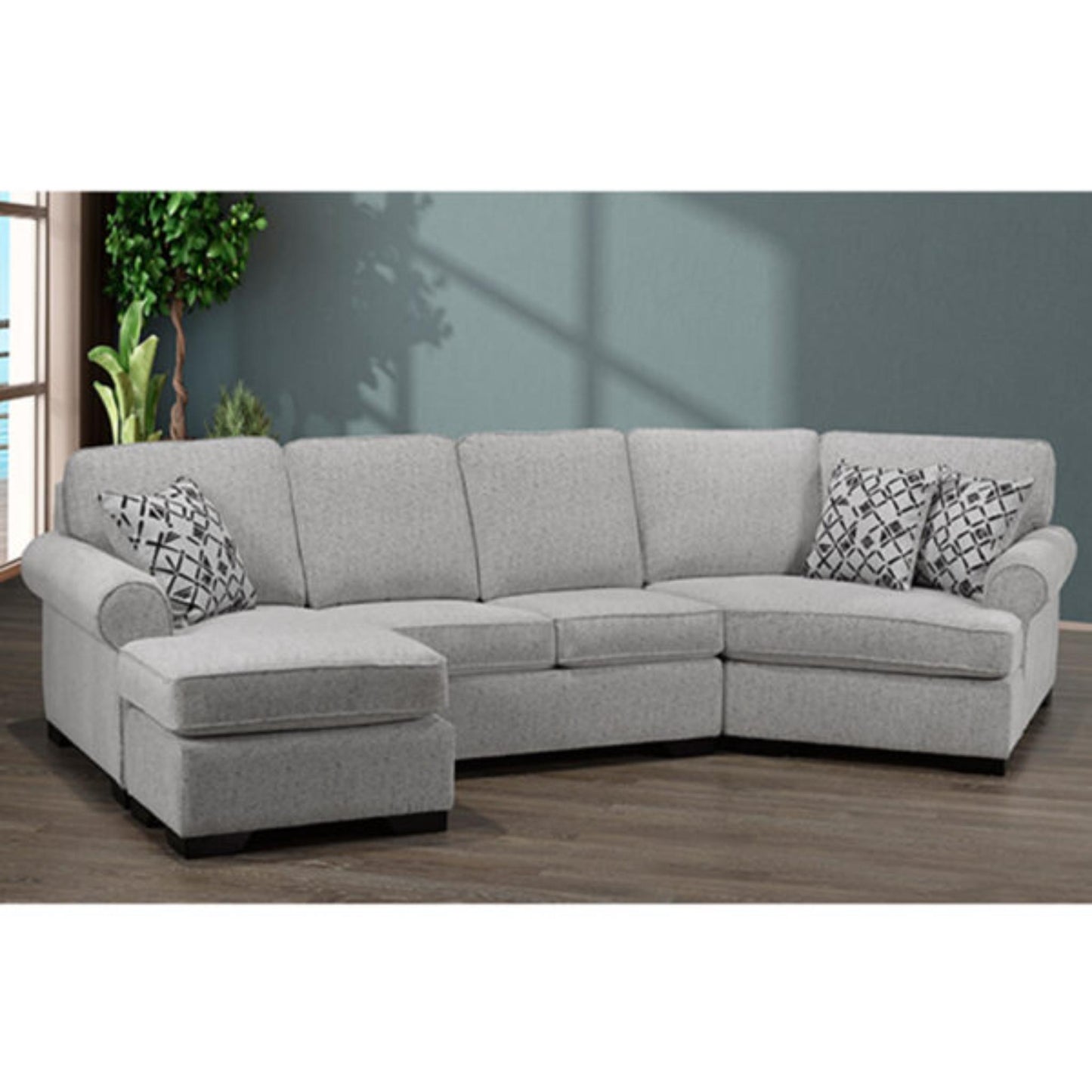 Clara 2-Piece Sectional 9907 - Charcoal / White