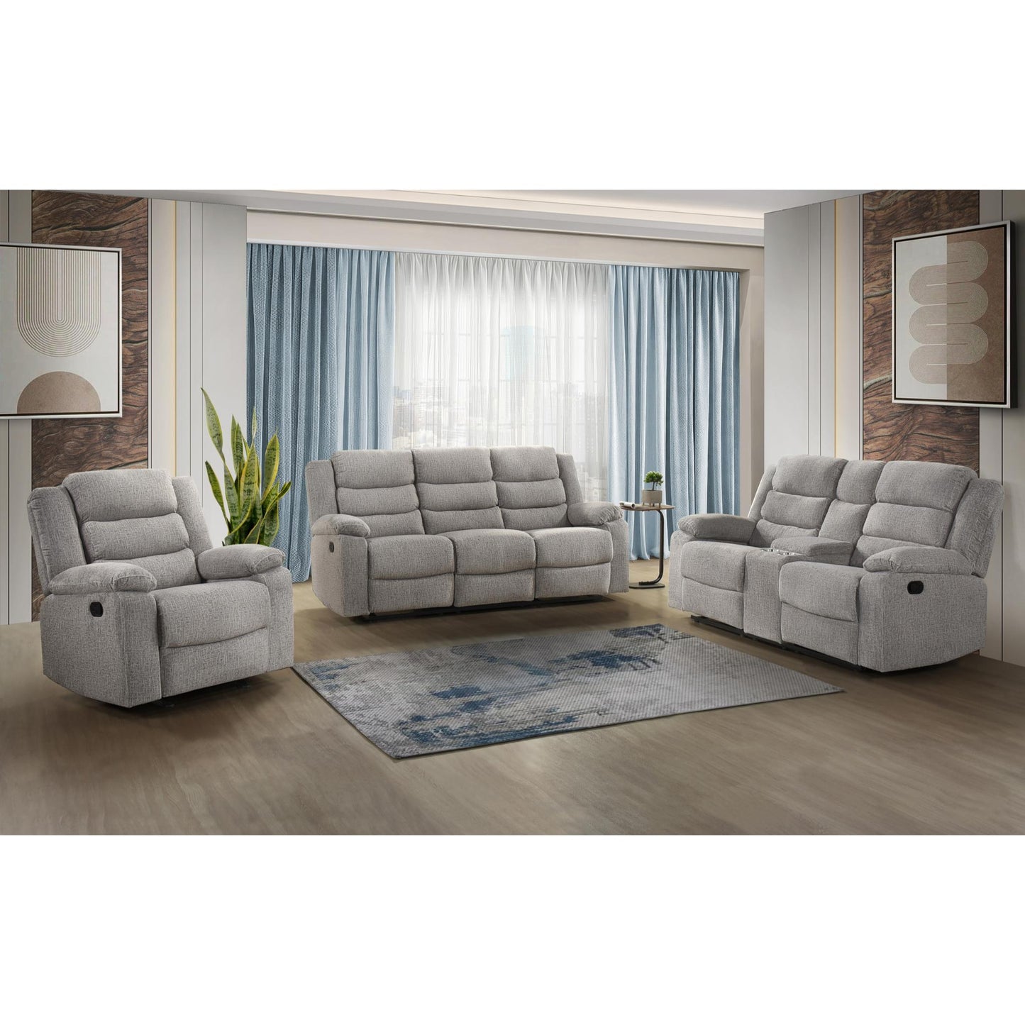 Tyrone Manual Reclining Sofa M99072 - Brown-Grey