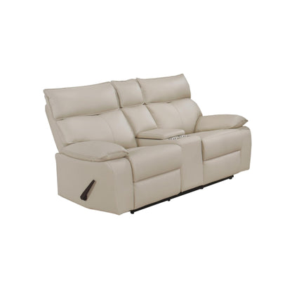 Kandra Manual Reclining loveseat M99087 (Genuine Leather)  - Beige / Black