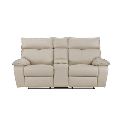 Kandra Manual Reclining loveseat M99087 (Genuine Leather)  - Beige / Black