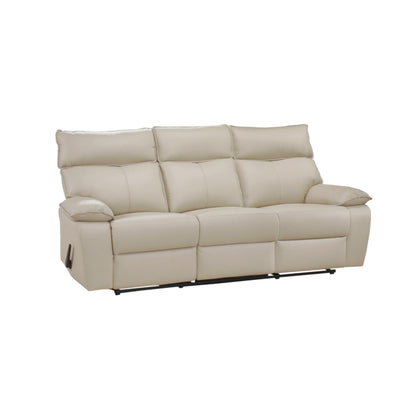 Kandra Manual Reclining Sofa M99087 (Genuine Leather)  - Beige / Black