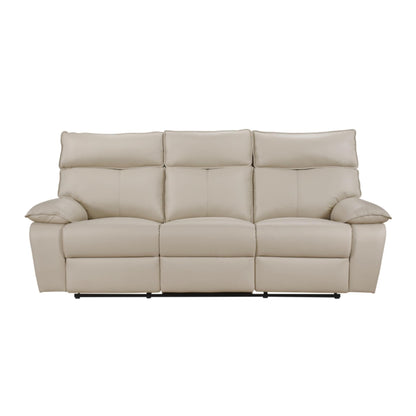 Kandra Manual Reclining Sofa M99087 (Genuine Leather)  - Beige / Black