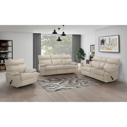Kandra Manual Reclining Sofa M99087 (Genuine Leather)  - Beige / Black