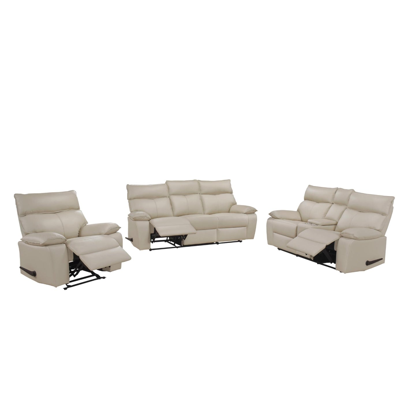 Kandra Manual Recliner M99087 (Genuine Leather) - Beige / Black