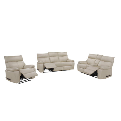 Kandra Manual Recliner M99087 (Genuine Leather) - Beige / Black