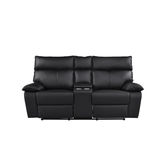 Kandra Manual Reclining loveseat M99087 (Genuine Leather)  - Beige / Black