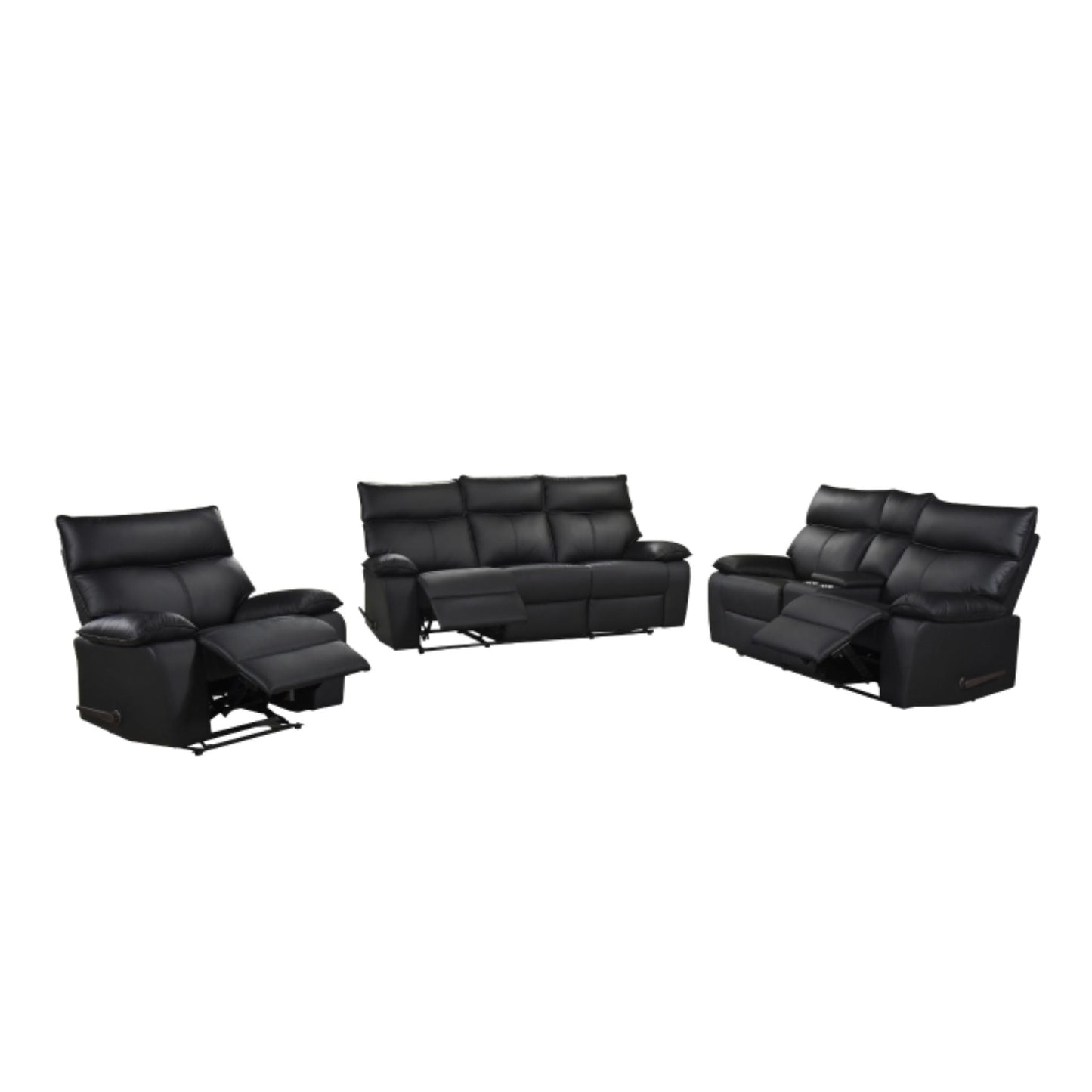 Kandra Manual Recliner M99087 (Genuine Leather) - Beige / Black