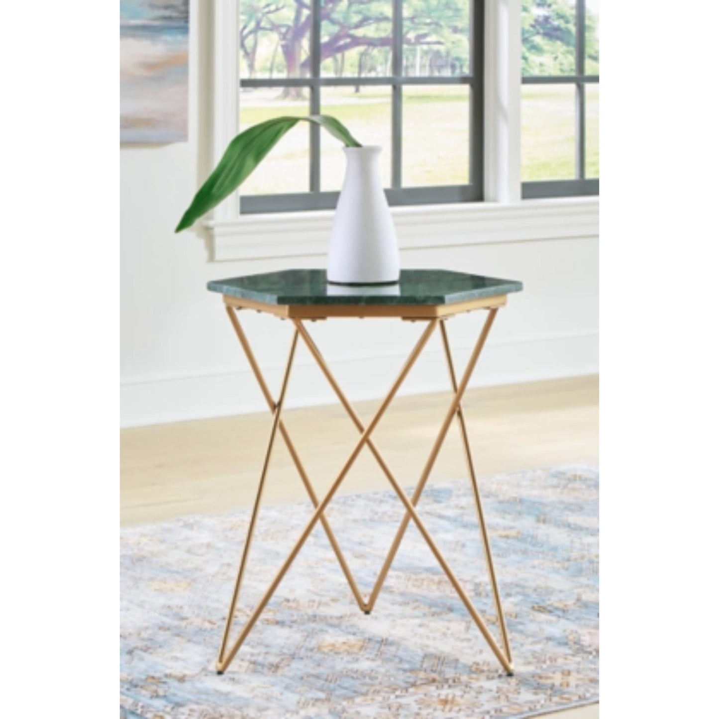 Engelton Accent Table - Green & Gold