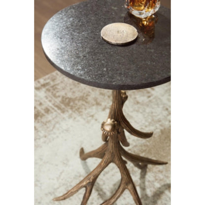Lemkins Accent Table - Black & Antique Gold