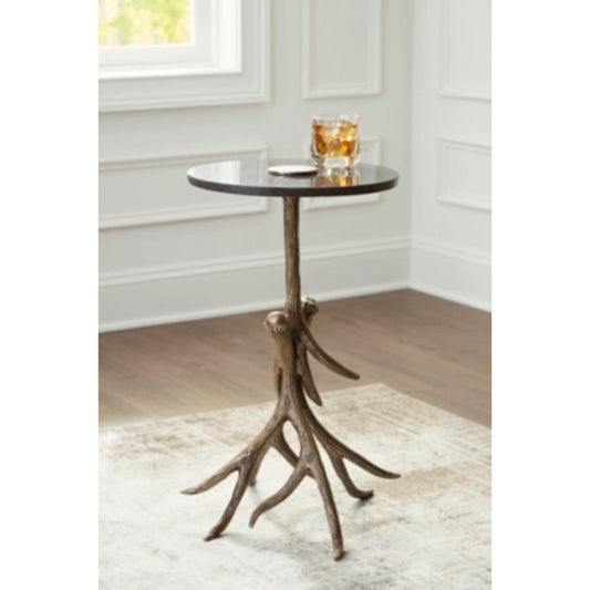 Lemkins Accent Table - Black & Antique Gold