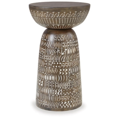 Hadcher Accent Table - Cream & Brown