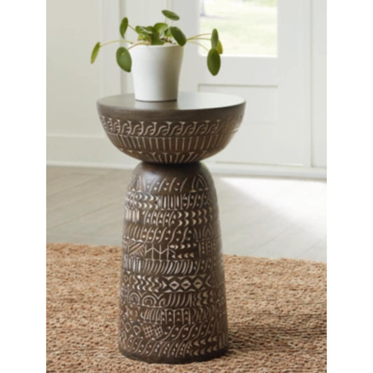 Hadcher Accent Table - Cream & Brown
