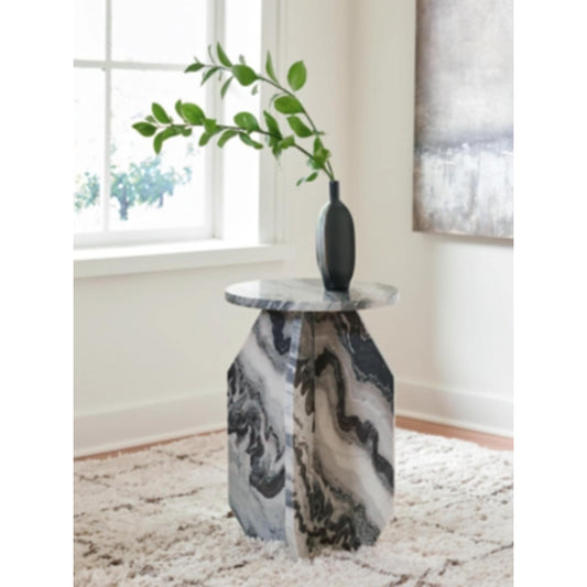 Wrenlane Accent Table - Black & White & Taupe