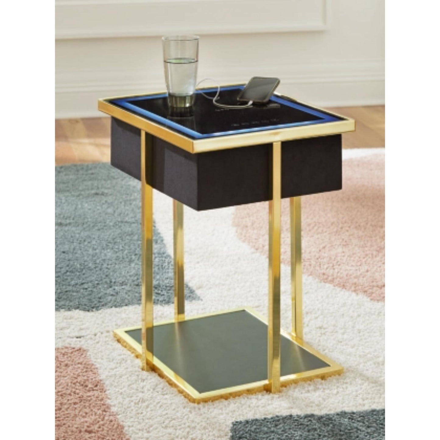 Rexwell Accent Table with Speaker - Black & Gold