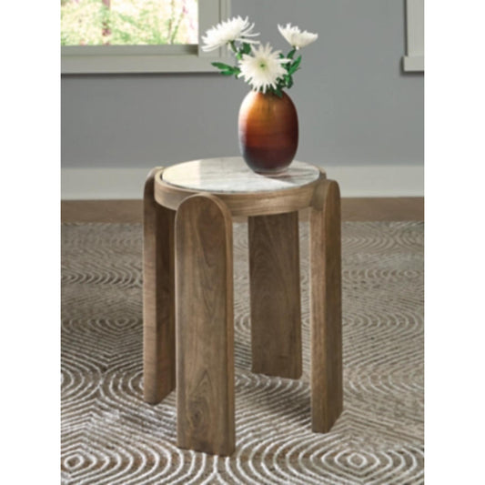 Gavrilley Accent Table - Gray & White & Brown