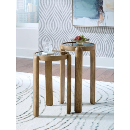 Jossor Accent Table Set - Light Brown