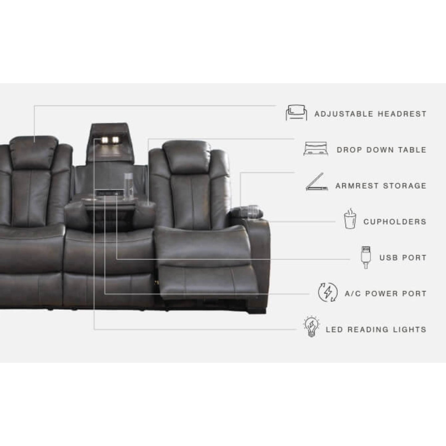 Turbulance PWR REC Sofa with ADJ Headrest