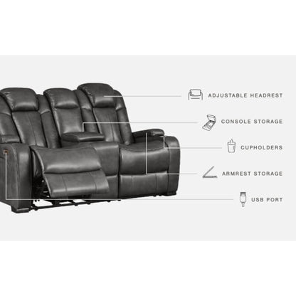 Turbulance Power REC Loveseat/CON/ADJ HDRST - Quarry