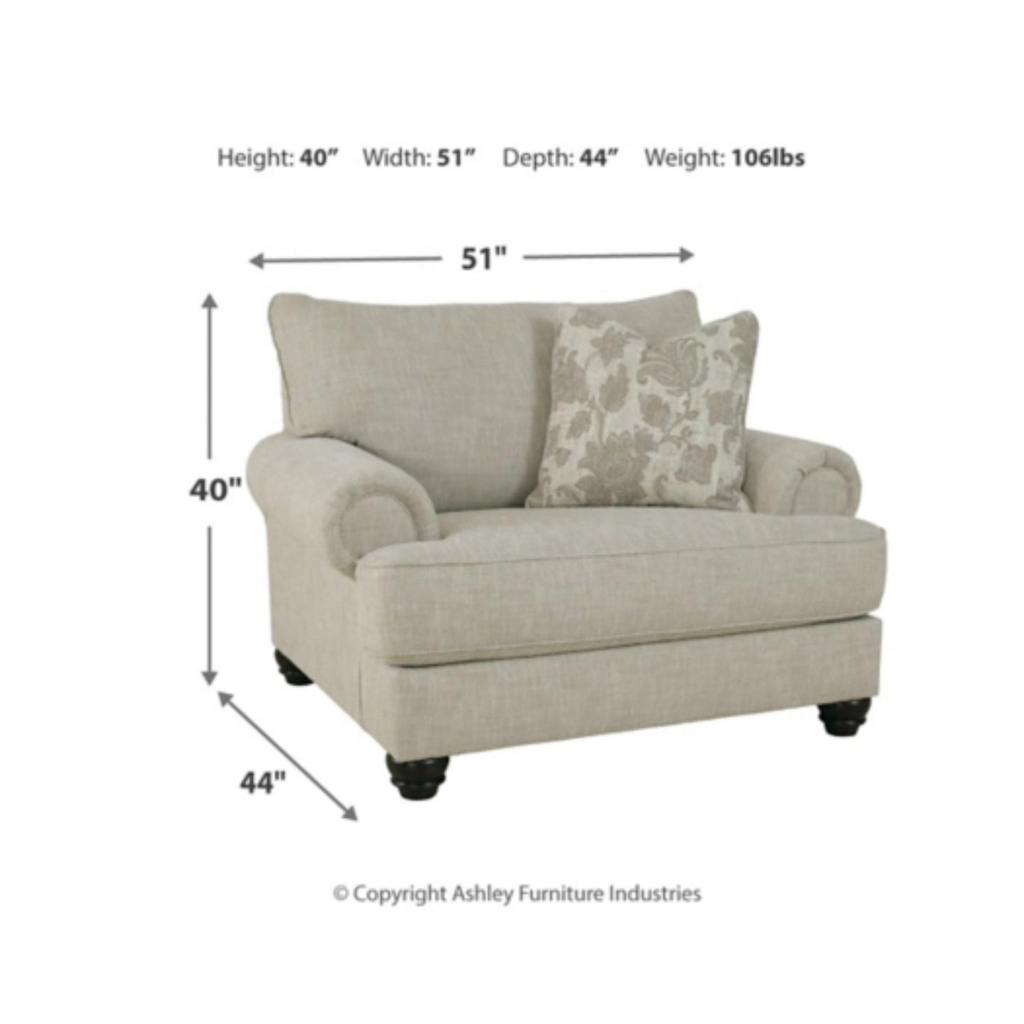 Asanti Chair and a Half - Fog