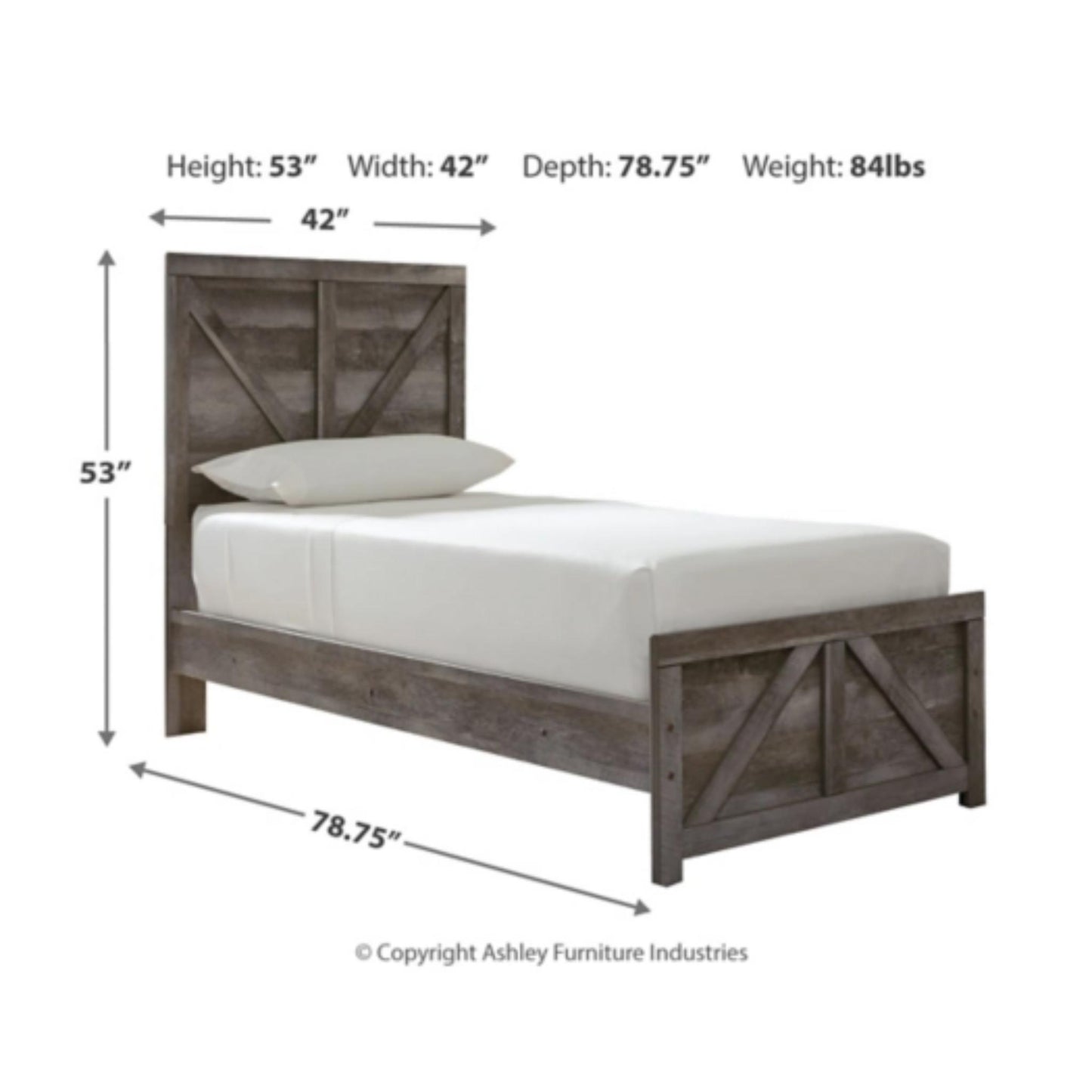 Twin Wynnlow Crossbuck Panel Bed