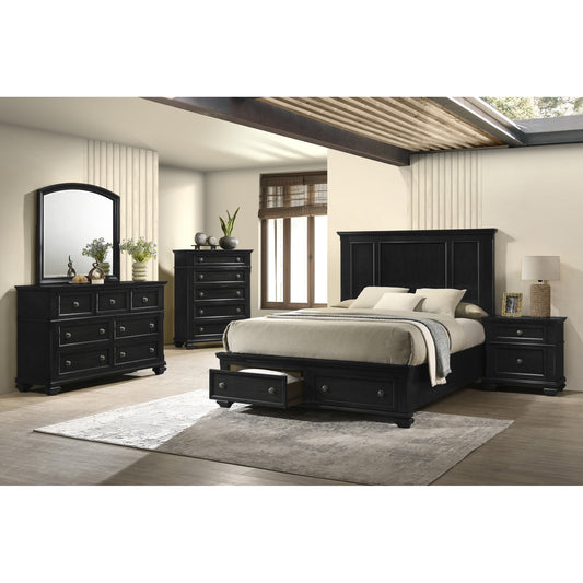 Victoria King 6pc Bedroom Set - B7079 -  Black / White / Antique White / Brown / Grey