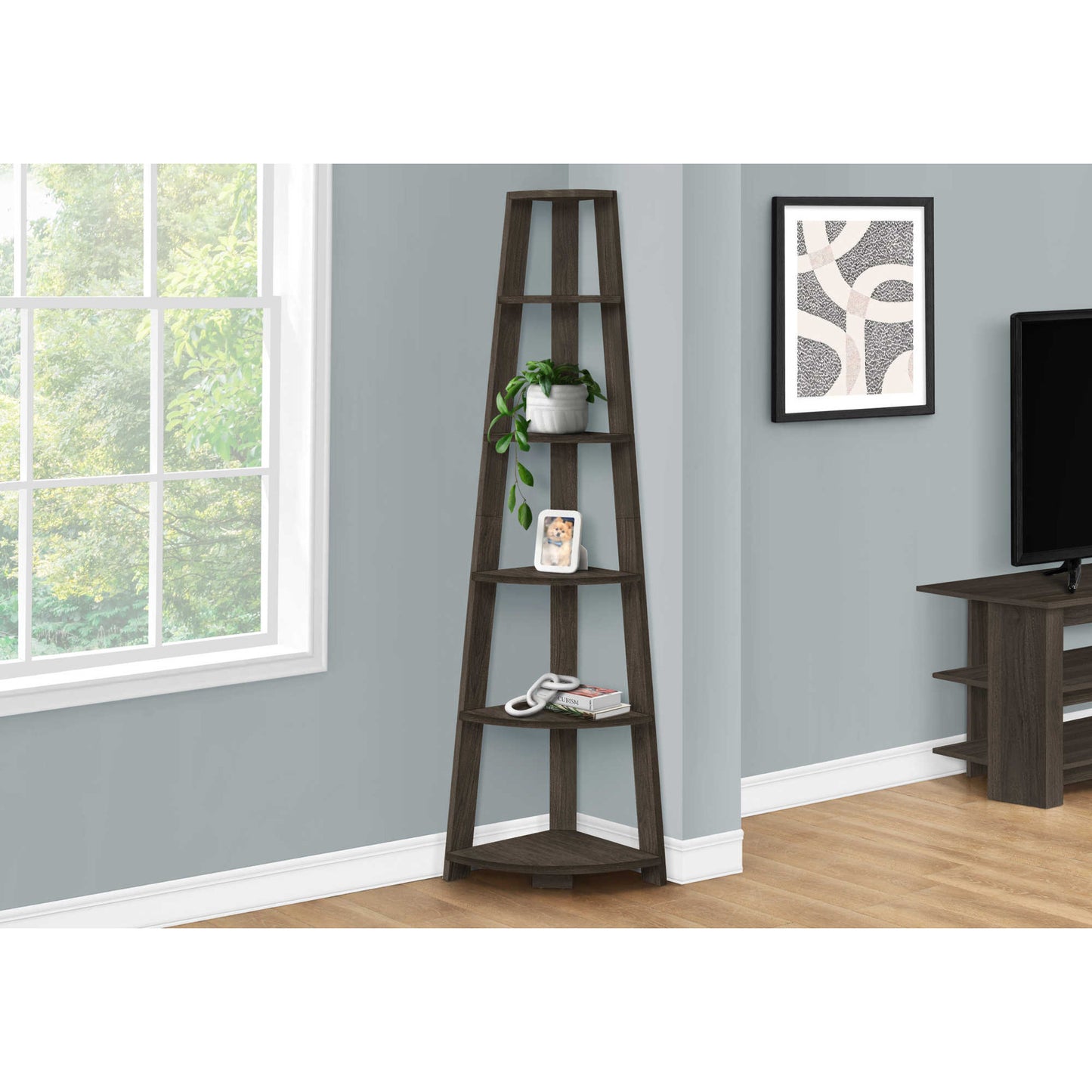72" BOOKCASE M2751 - Dark Walnut / Brown Oak / Black / Grey / Espresso / Dark Taupe / White / Grey - White / Grey - Black