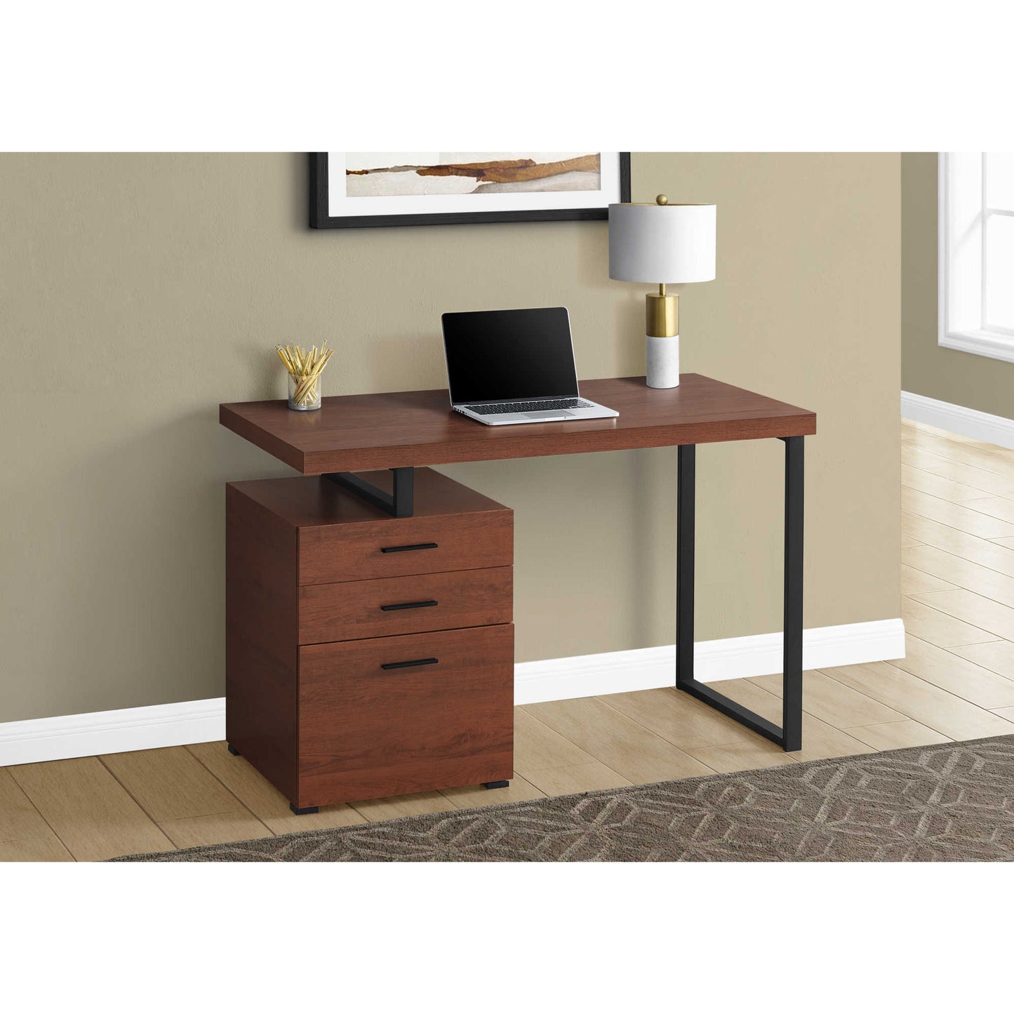OFFICE DESK M7643 - Natural / Cherry / White - Concrete / Grey - Black / White / Modern Grey / Modern Taupe