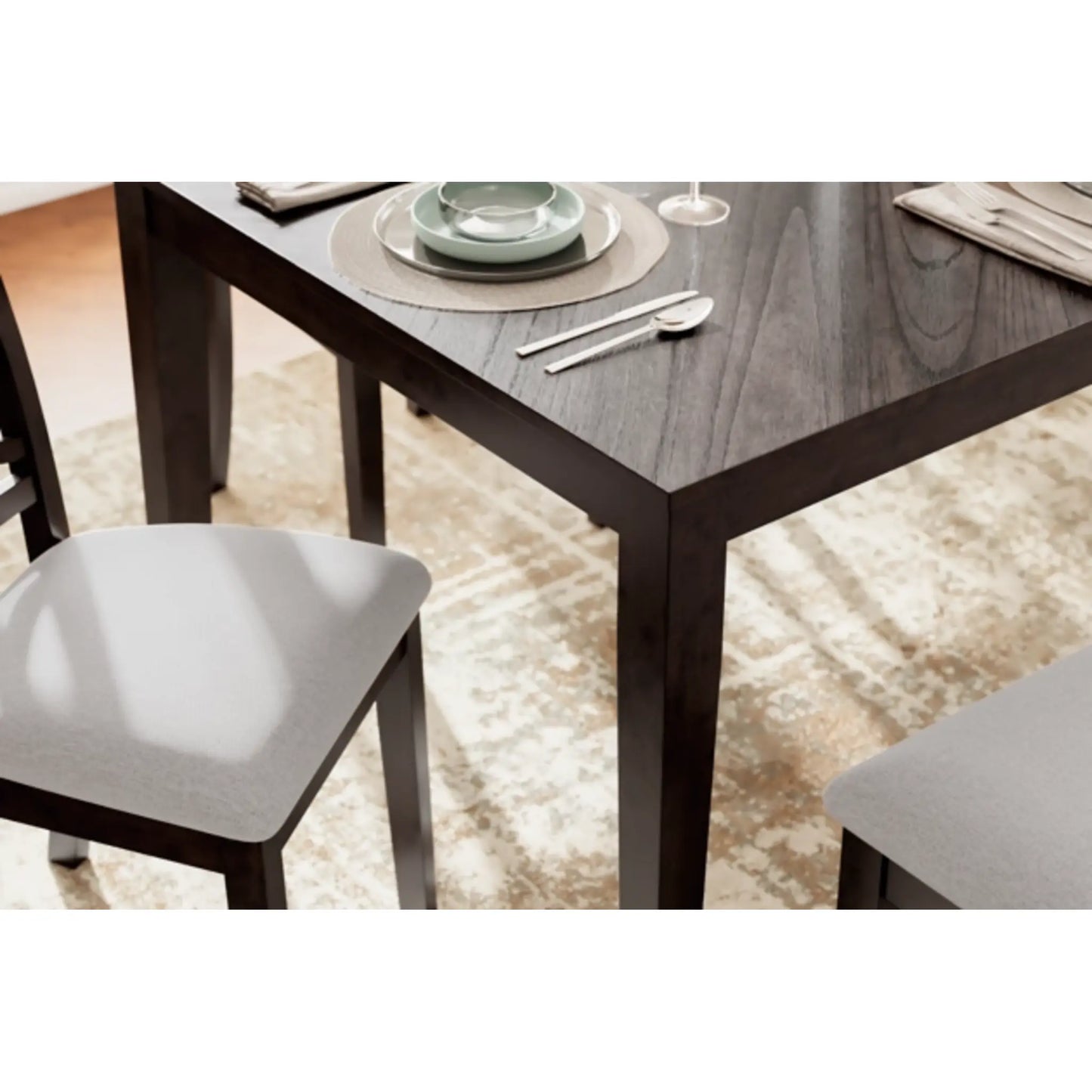 Langwest Dining Room Table Set with 4 Chairs and Bench
