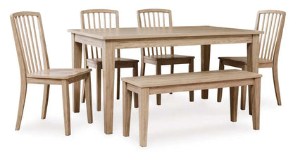 Ashley Gleanville 6Pc Dining Set in Light Brown