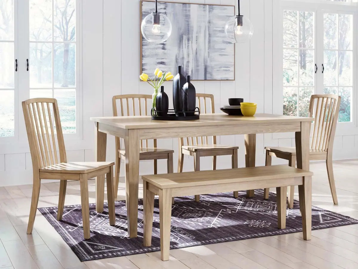Ashley Gleanville 6Pc Dining Set in Light Brown