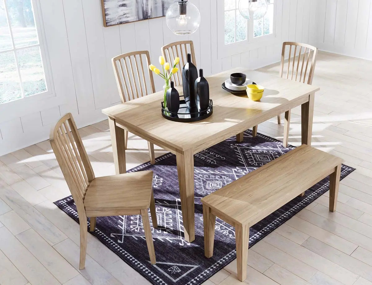 Ashley Gleanville 6Pc Dining Set in Light Brown