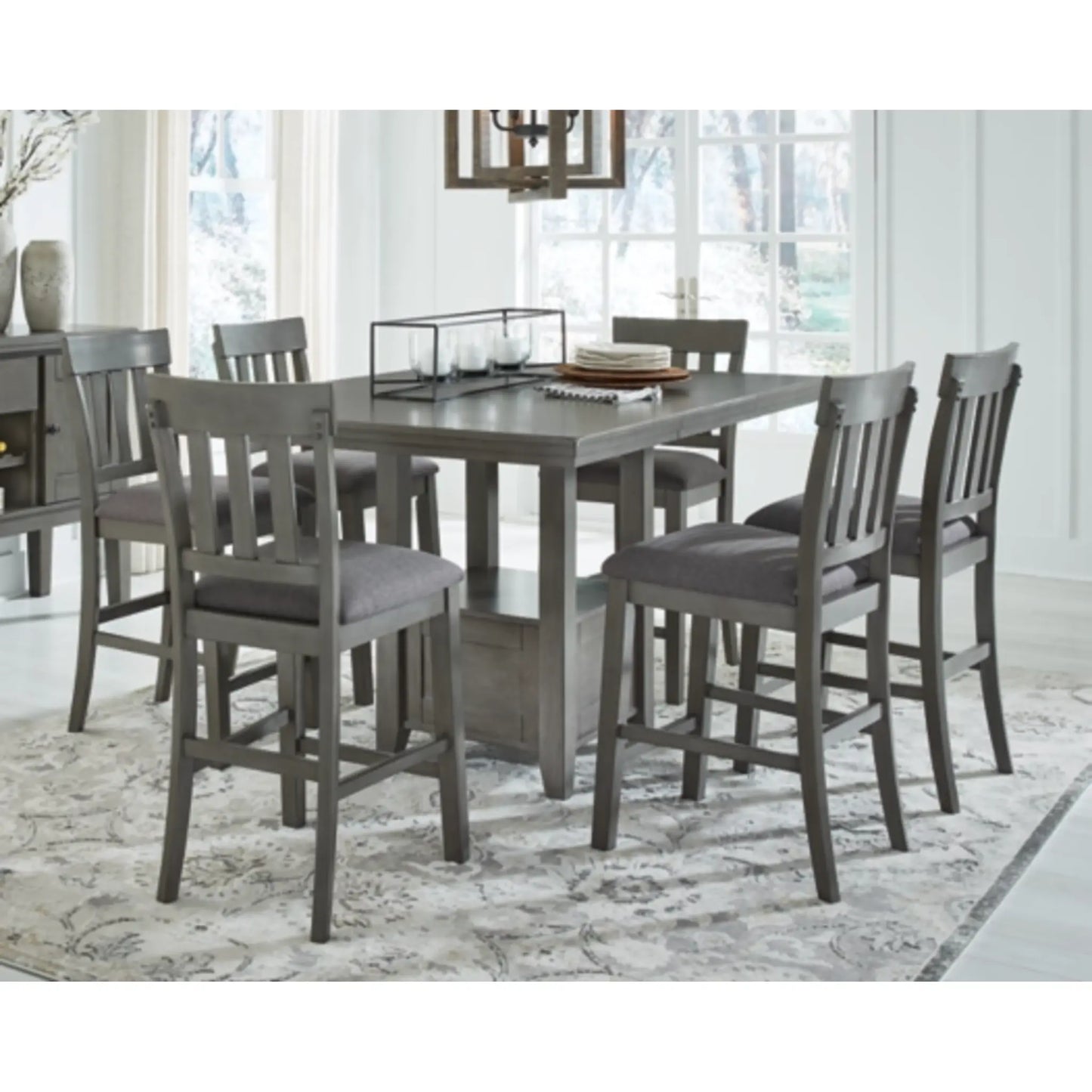 Hallanden Counter Height Dining Table and 6 Barstools