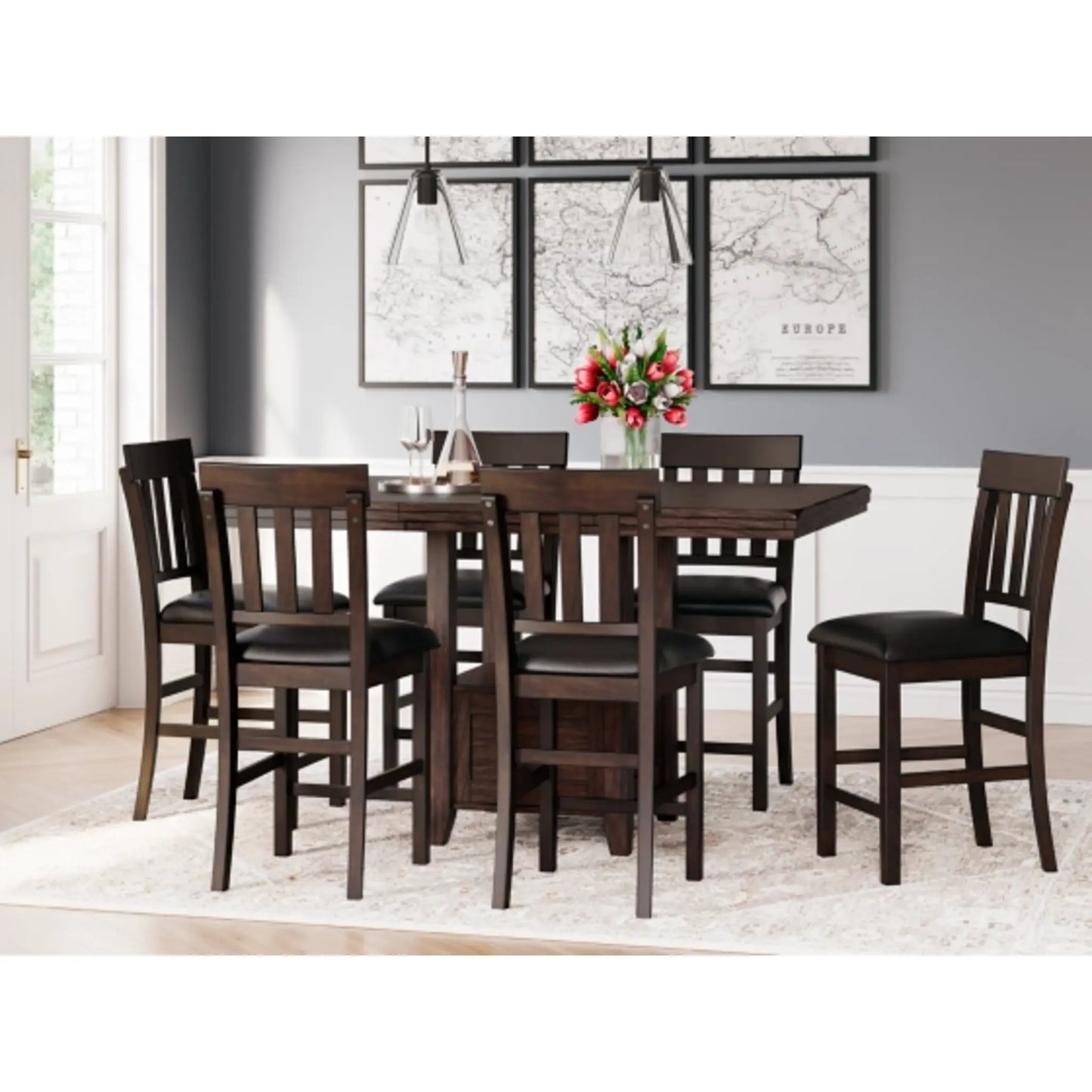 Haddigan Counter Height Dining Table and 6 Barstools
