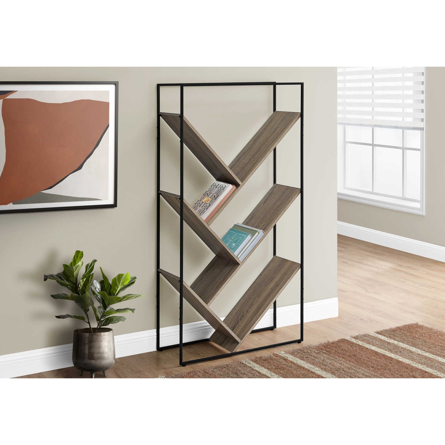 60" BOOKCASE M2202 - Brown Reclaimed / Dark Taupe / Grey