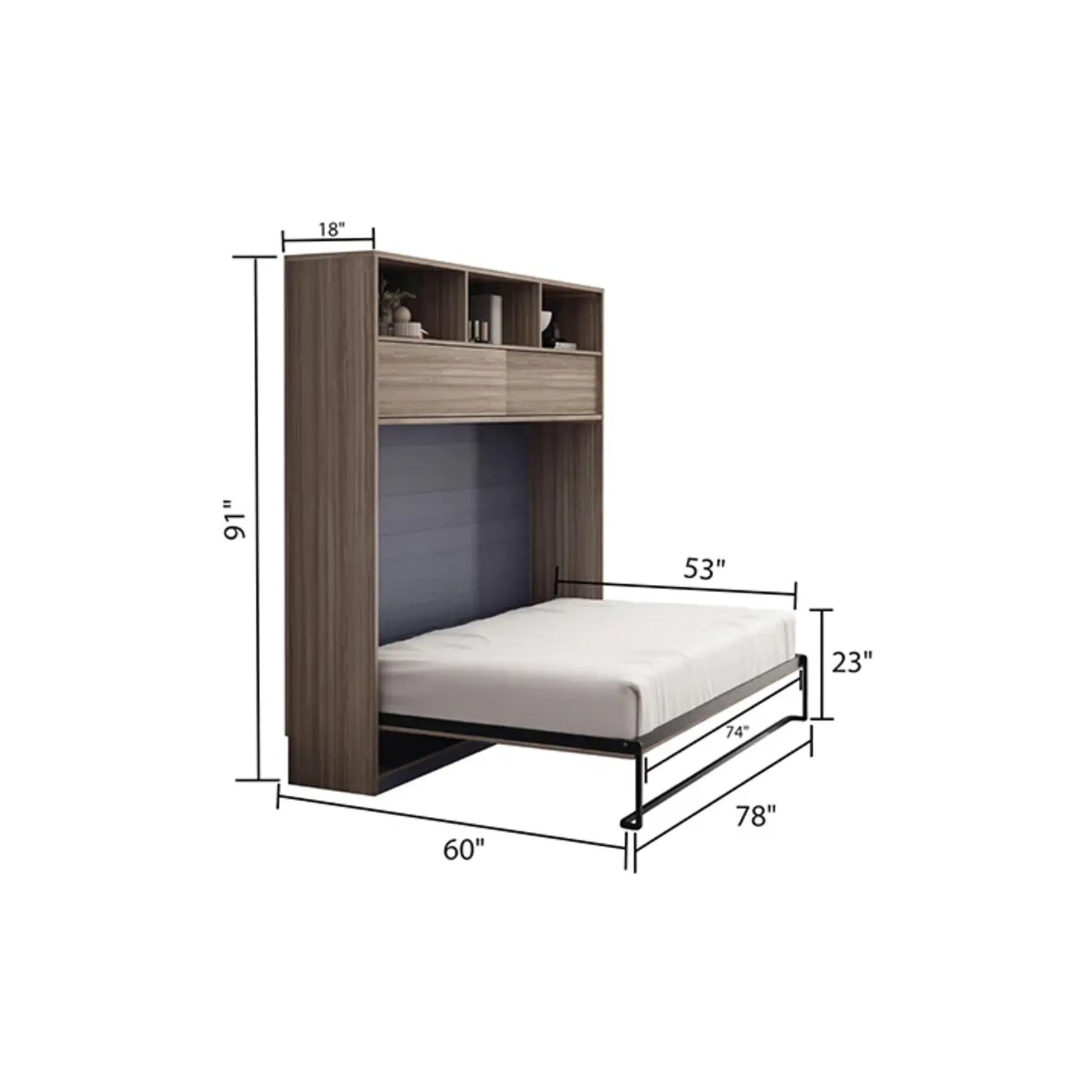 Horizontal Murphy Wall Pull Down Bed M-623