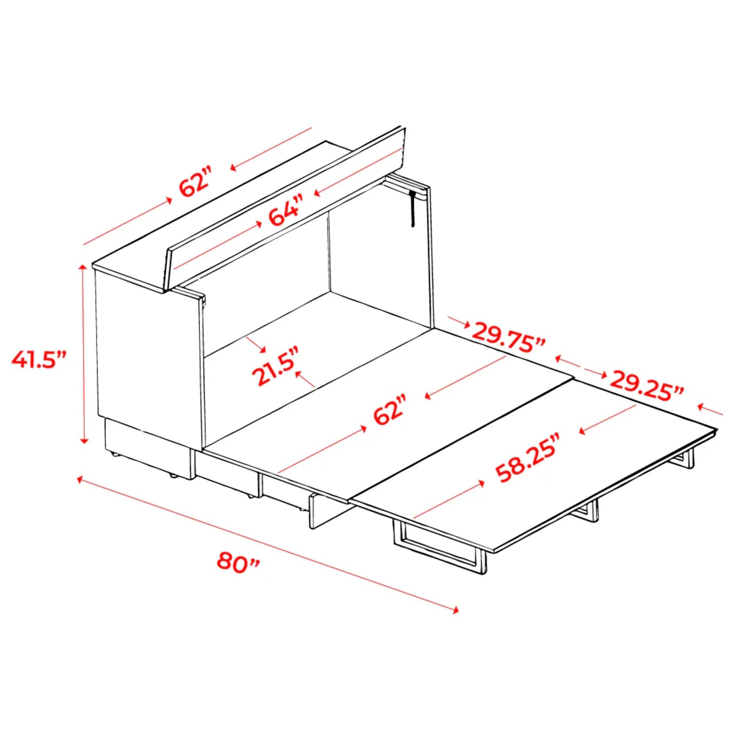 Queen Cabinet Bed With Mattress M 5050