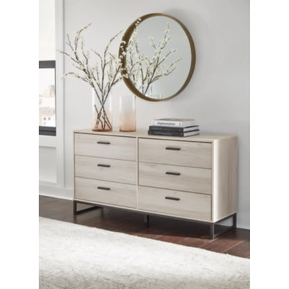 Socalle Six Drawer Dresser -  Light Natural