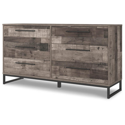 Neilsville Six Drawer Dresser -  Multi Gray / Whitewash
