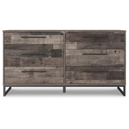 Neilsville Six Drawer Dresser -  Multi Gray / Whitewash